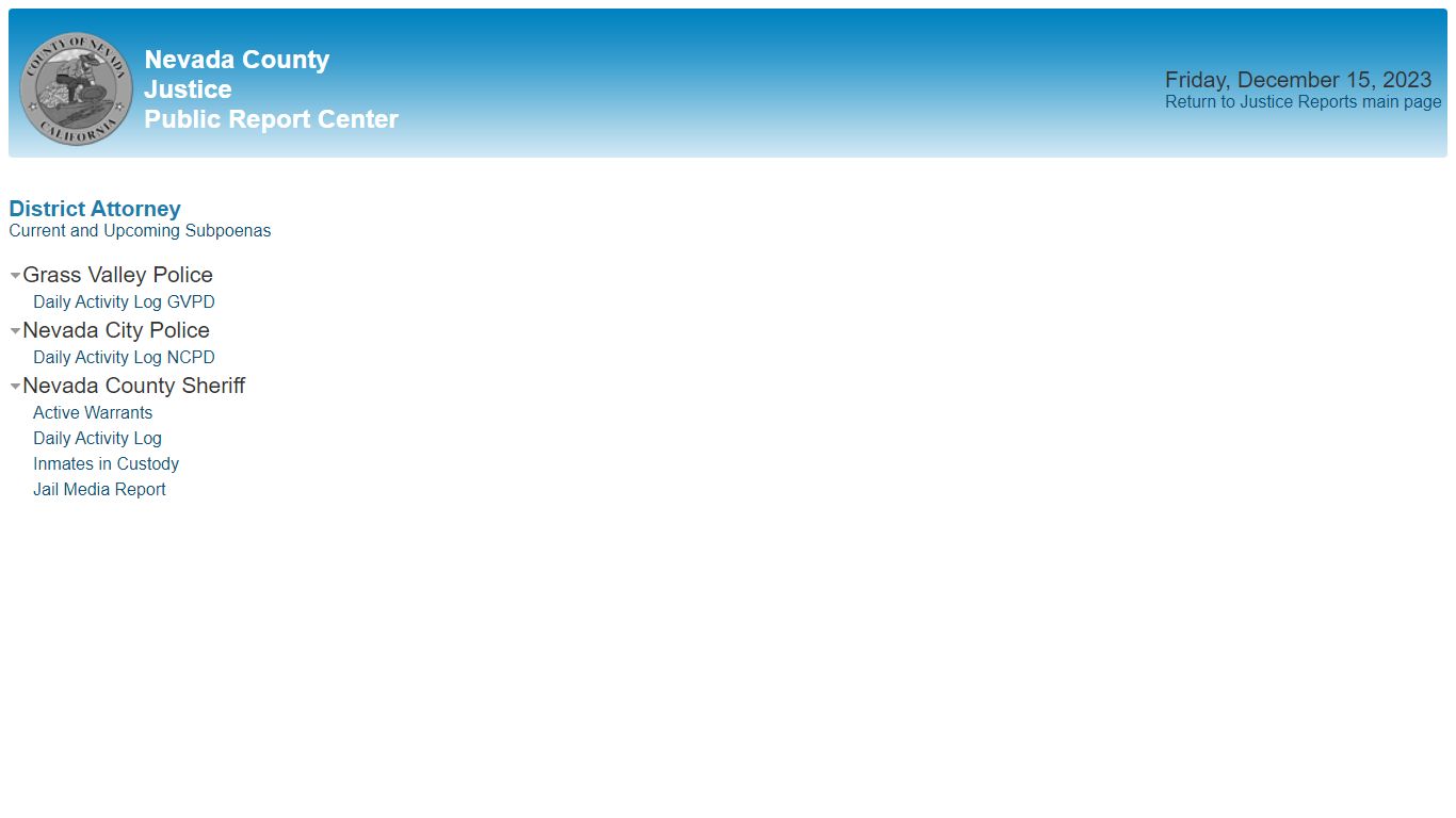 Justice Public Report Center - County of Nevada Public Reporting